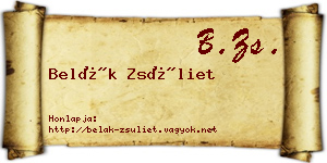 Belák Zsüliet névjegykártya